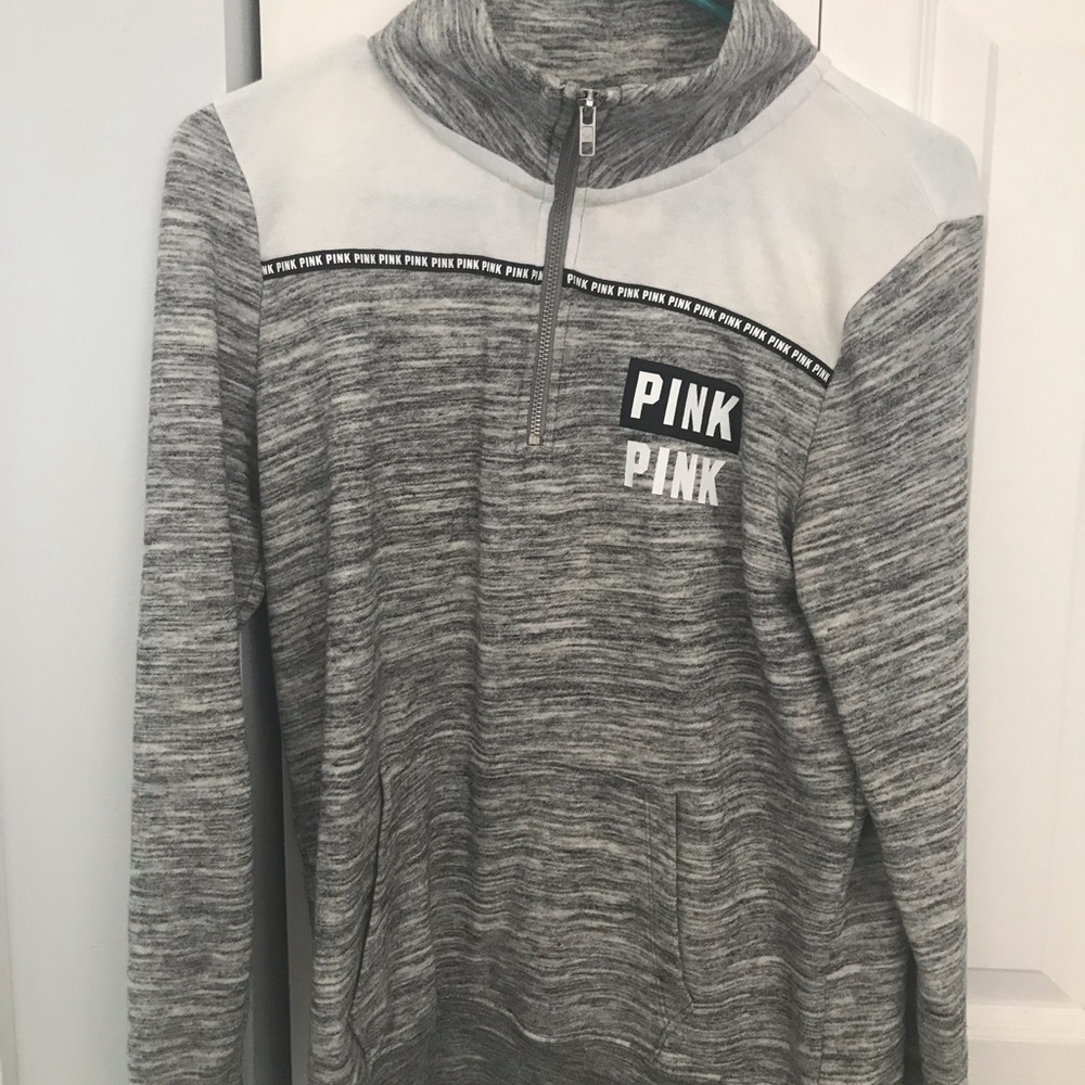 Victoria secret pink grey long sleeve quarter zip